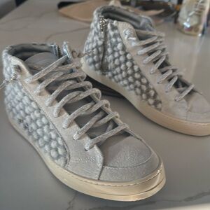 P448 Silver Textured High-Top Sneakers